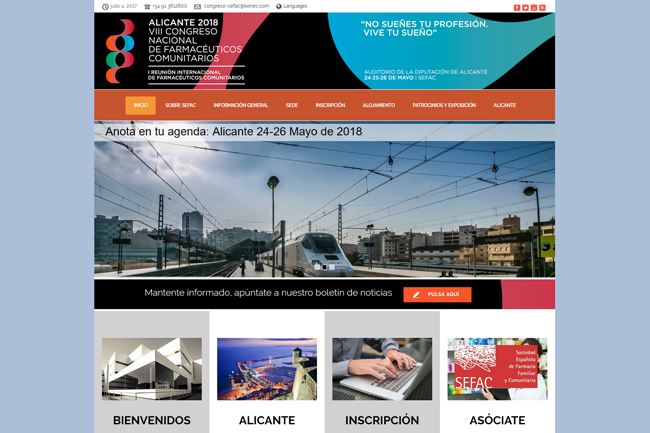 Portada de la nueva página web del congreso. Inicio de los preparativos del VIII Congreso Nacional de Farmacéuticos Comunitarios