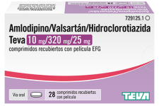 Amlodipino/Valsartán/Hidroclorotiazida Teva 10 mg/320 mg/25 mg - 28 Comprimidos recubiertos con película EFG