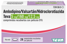 Amlodipino/Valsartán/Hidroclorotiazida Teva 5 mg/160 mg/12,5 mg - 28 Comprimidos recubiertos con película EFG